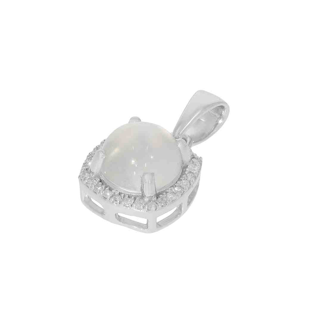 Moon Stone and Diamond Halo Stud Pendant PD31345A MOON STONE